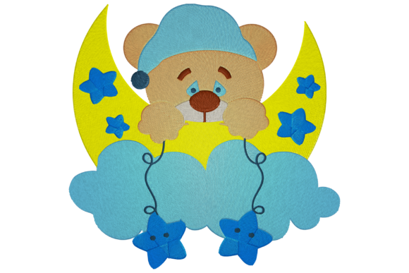 Bear Goodnight Embroidery Design