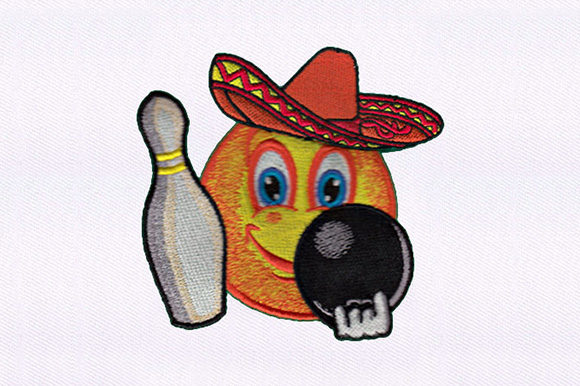 Bowling Emoji Embroidery Design