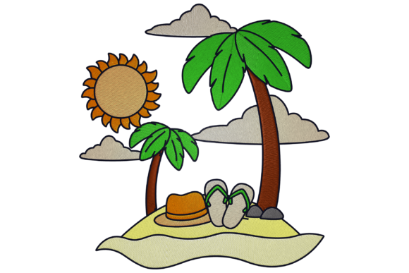 Vacation Island Embroidery Design